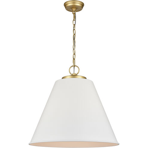 Vellus 3 Light 20.5 inch Matte White with Natural Antique Brass Pendant Ceiling Light in Matte White/Natural Antique Brass