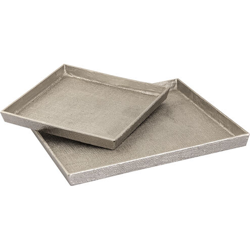 Square Linen Antique Nickel Tray