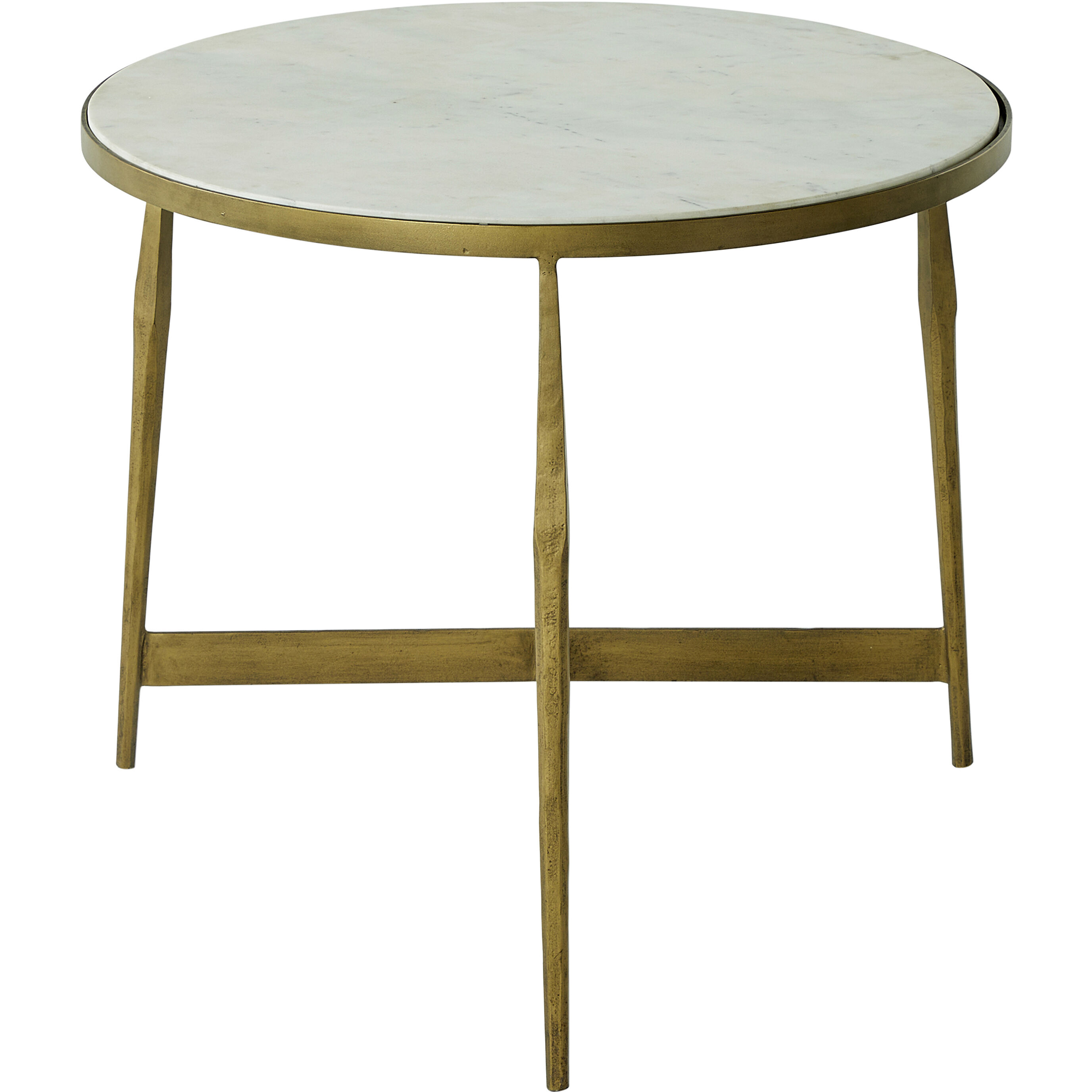 Alana 28 X 28 inch Honed White Banswara Marble with Antique Forged Brass Table