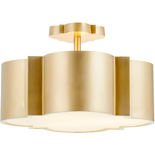 Wyatt 3 Light 16 inch Aged Brass Flush Mount Ceiling Light, Semi-Flush Convertible 