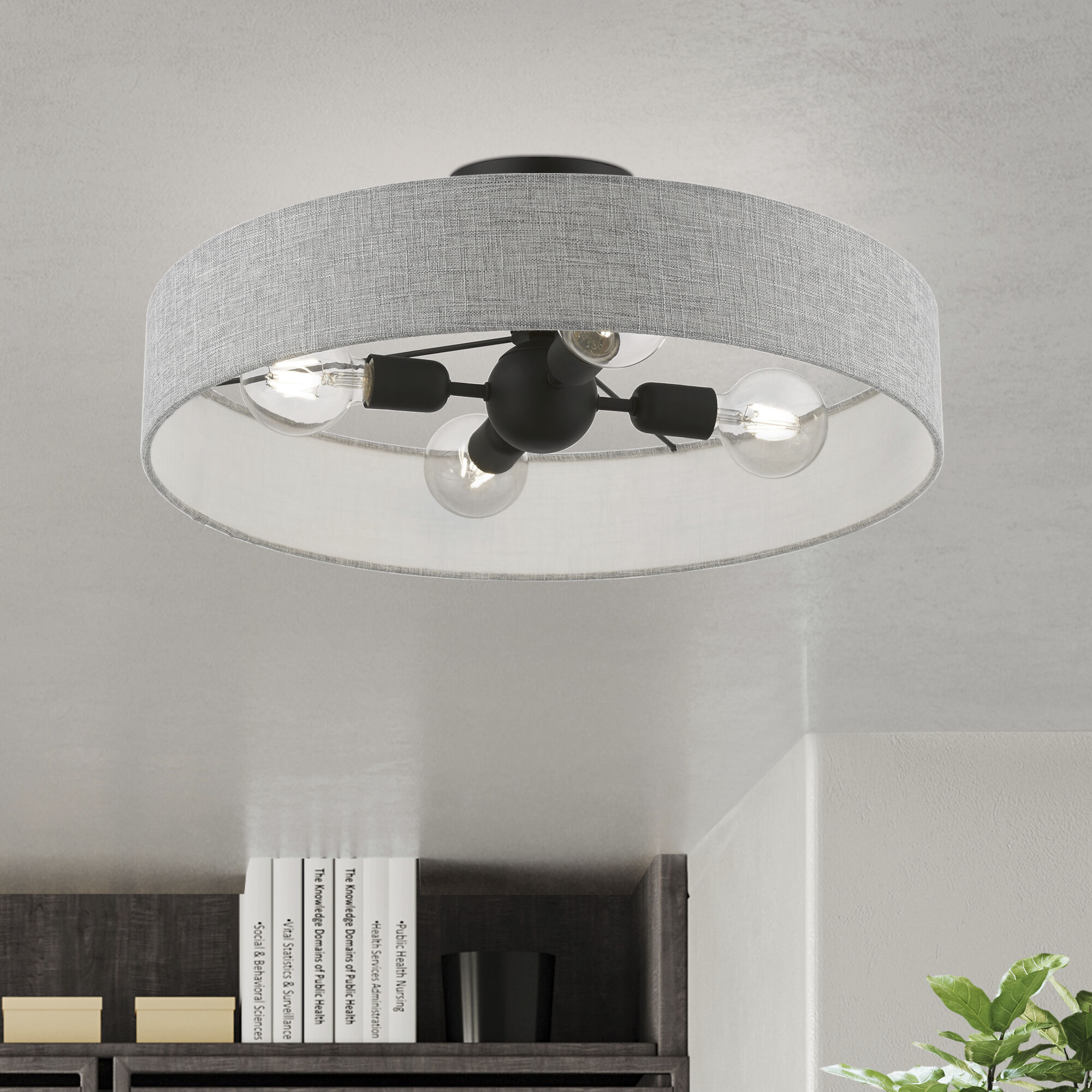 Elmhurst 4 Light 22 inch Black Semi-Flush Ceiling Light, Large