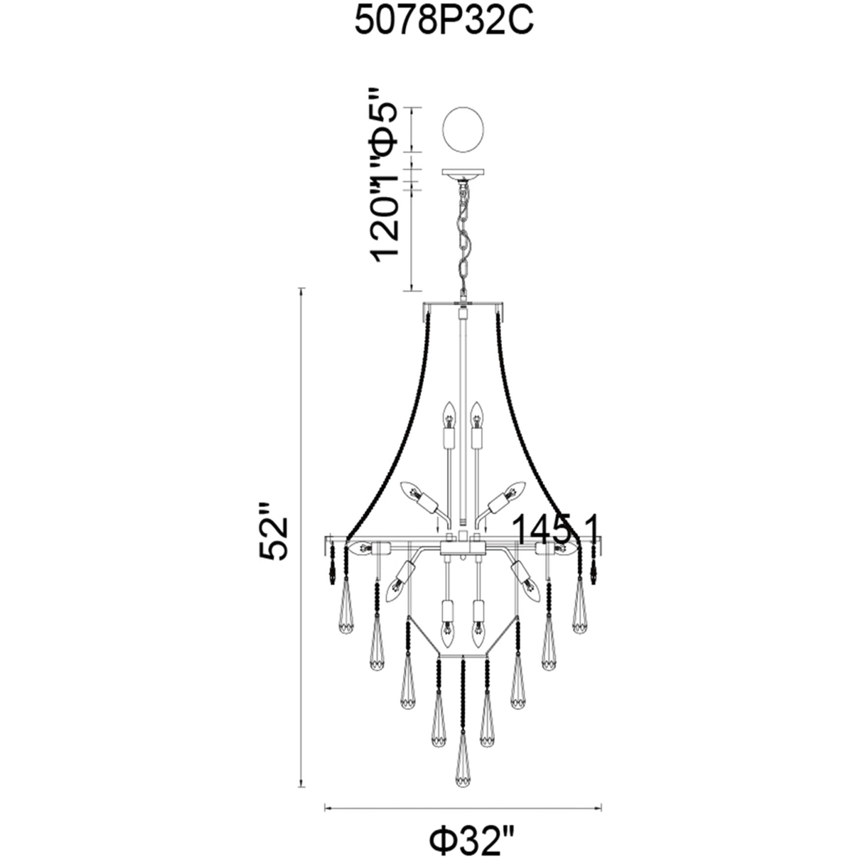 Vast 17 Light 32 inch Chrome Down Chandelier Ceiling Light