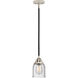 Nouveau 2 Bell 1 Light 5 inch Black Polished Nickel Mini Pendant Ceiling Light in Incandescent, Seedy