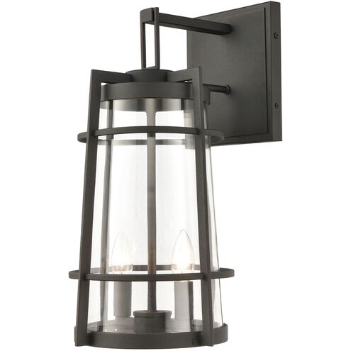 Crofton 2 Light 19 inch Charcoal with Clear Outdoor Wall Sconce