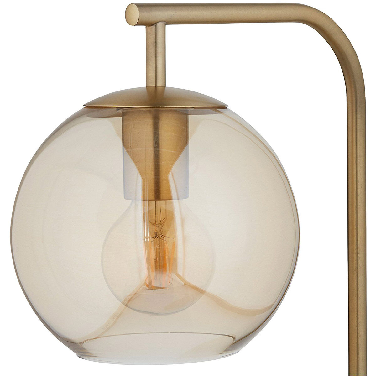 Globe 58.5 inch 40 watt Antique Brass Floor Lamp Portable Light in Amber Tinted Glass, Simplee Adesso