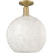 Arcadia White Mouchette 1 Light 12 inch Brushed Brass Semi-Flush Mount Ceiling Light