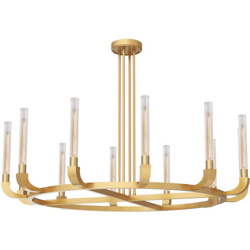 Flute 12 Light 60 inch Vintage Brass Chandelier Ceiling Light