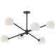 Alora Mood Willow 6 Light 37 inch Matte Black Chandelier Ceiling Light in Opal Glass