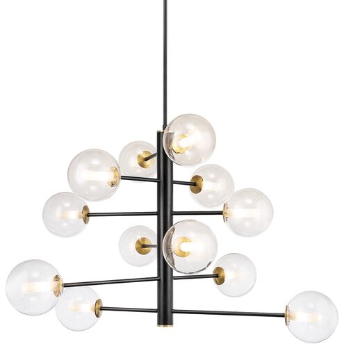 Aurelia 12 Light 33.5 inch Black and Brushed Brass Down Chandeliers Ceiling Light