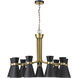 Soriano 9 Light 32 inch Matte Black and Heritage Brass Chandelier Ceiling Light