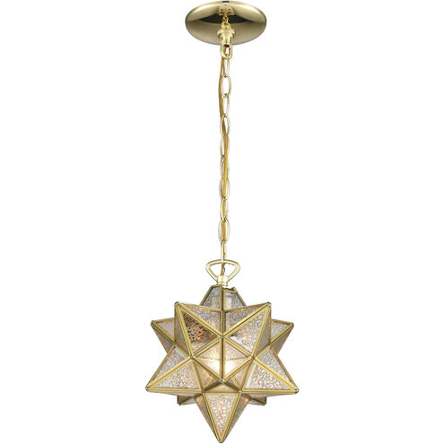 Moravian Star 1 Light 9 inch Antique Brass Mini Pendant Ceiling Light, H-Bar