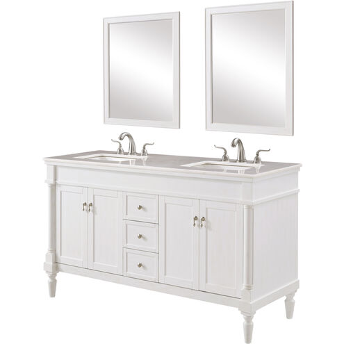 Lexington 60 X 21 X 35 inch Antique White with White Marble Vanity Set