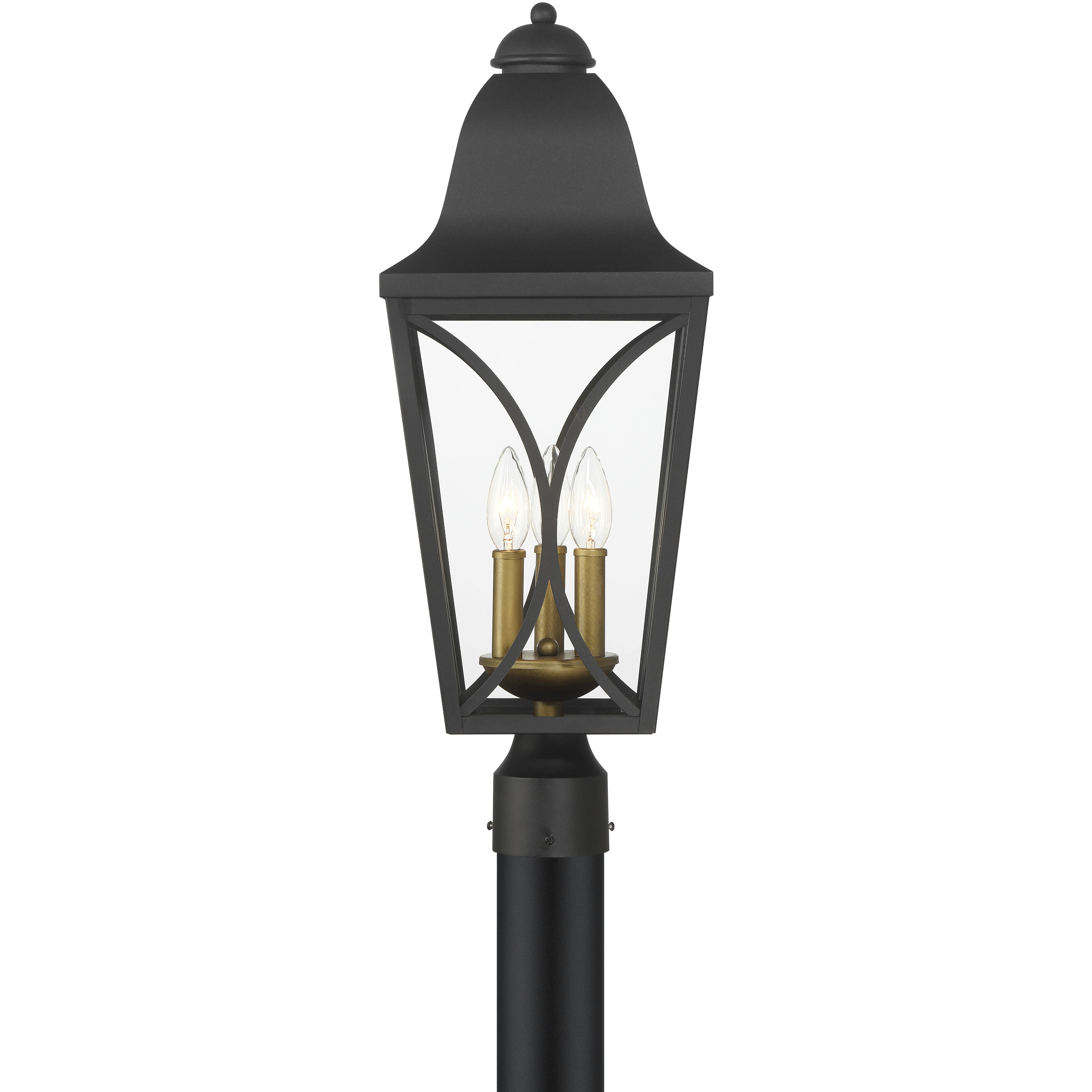 Cardigan 3 Light 23.75 inch Sand Coal and Olden Brass Outdoor Post Lantern, Great Outdoors