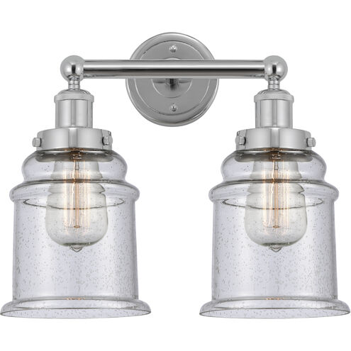 Edison Canton 2 Light 15 inch Polished Chrome Bath Vanity Light Wall Light in Seedy Glass