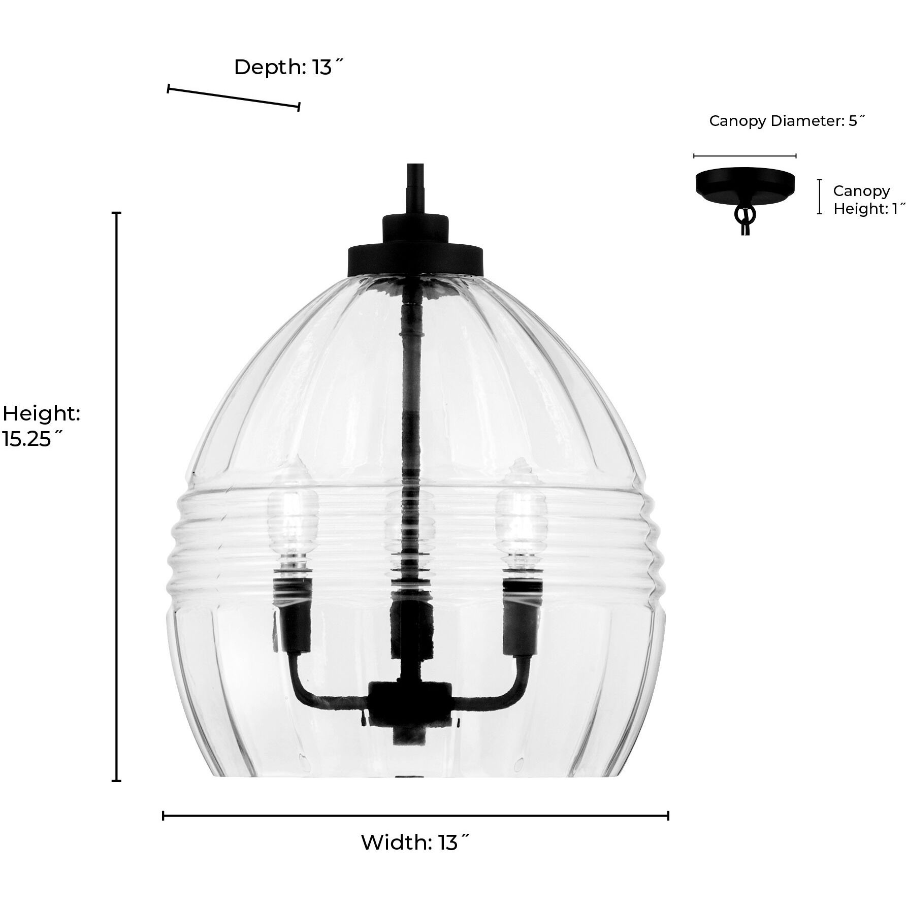 Miravelle 3 Light 13 inch Matte Black Pendant Ceiling Light