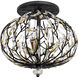 Bask 3 Light 18 inch Matte Black and French Gold Semi-Flush Ceiling Light