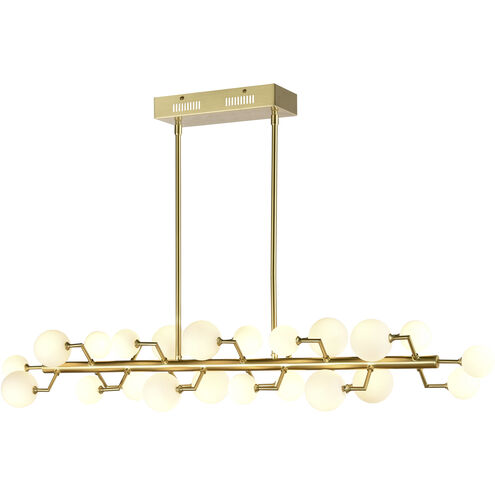 Keir 22 Light 43 inch Brass with White Linear Chandelier Ceiling Light