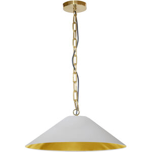 Presley 1 Light 26 inch Aged Brass Pendant Ceiling Light in White/Gold Jewel Tone