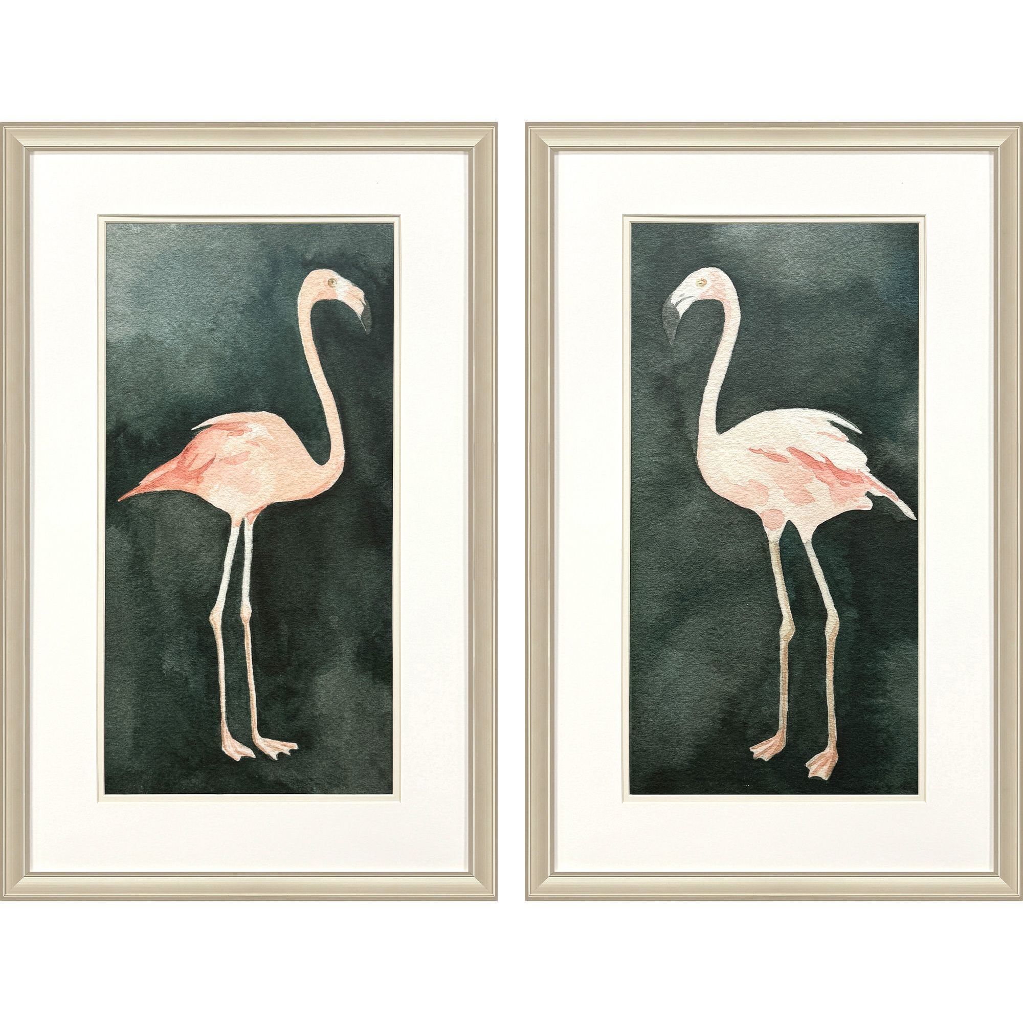 Forest Flamingo Pink and Green Framed Art, Propac