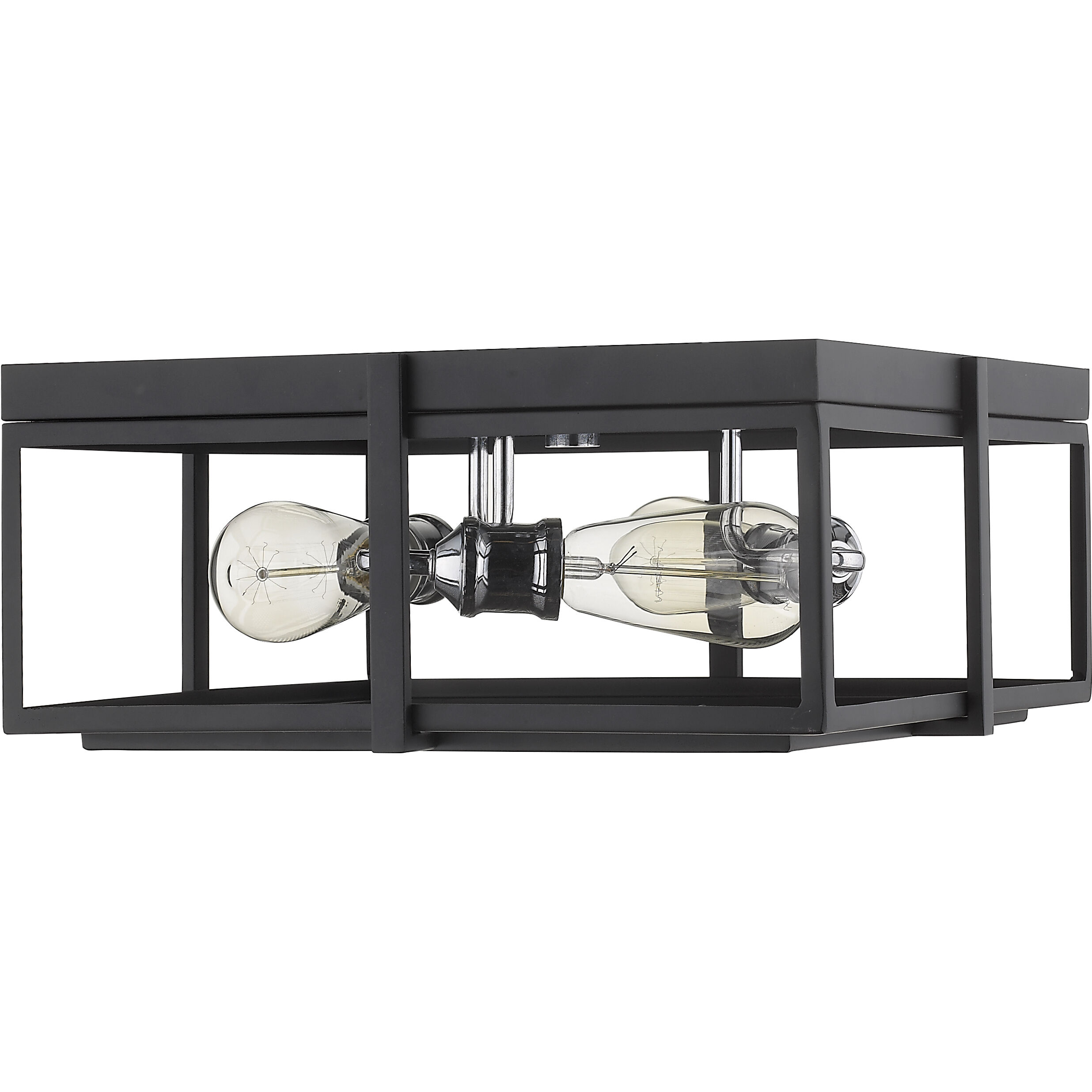 Halcyon 3 Light 15.75 inch Matte Black and Chrome Flush Mount Ceiling Light