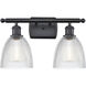 Ballston Castile 2 Light 16 inch Matte Black Bath Vanity Light Wall Light in Clear Glass, Ballston