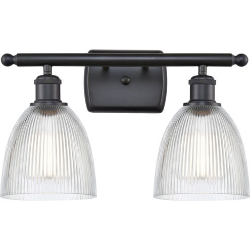 Ballston Castile 2 Light 16 inch Matte Black Bath Vanity Light Wall Light in Clear Glass, Ballston