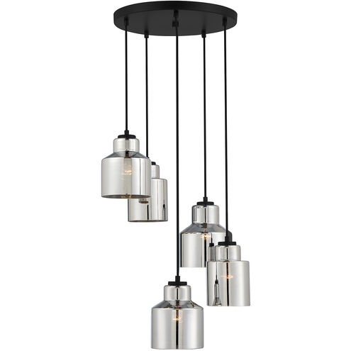 Modern 5 Light 18 inch Matte Black Chandelier Ceiling Light