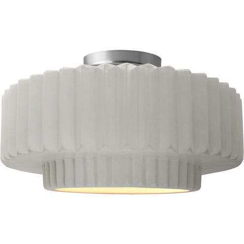 Radiance 1 Light 16.5 inch Bisque and Brushed Nickel Semi Flush Ceiling Light