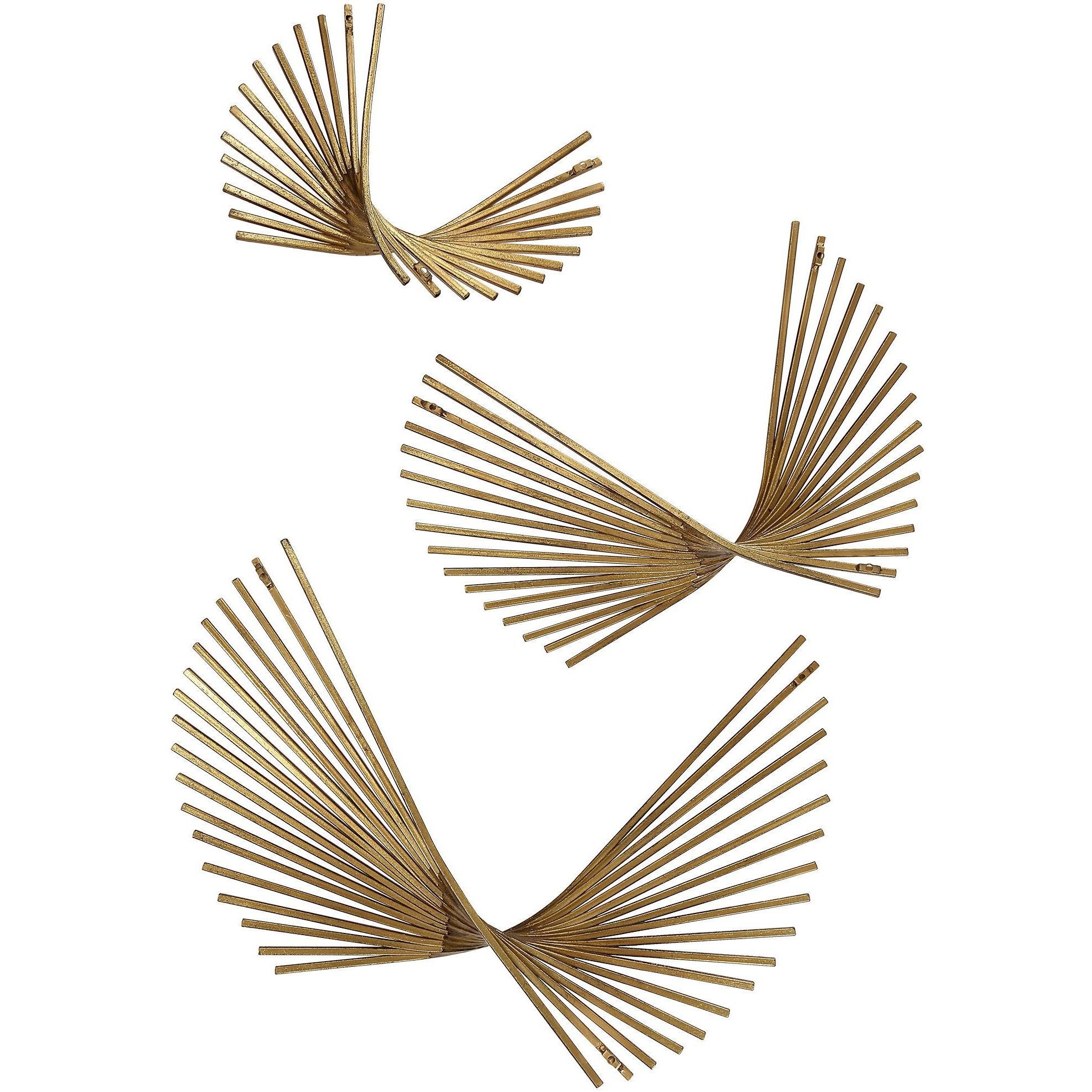 Coreograph Antique Gold Leaf Wall Decor, Set of 3