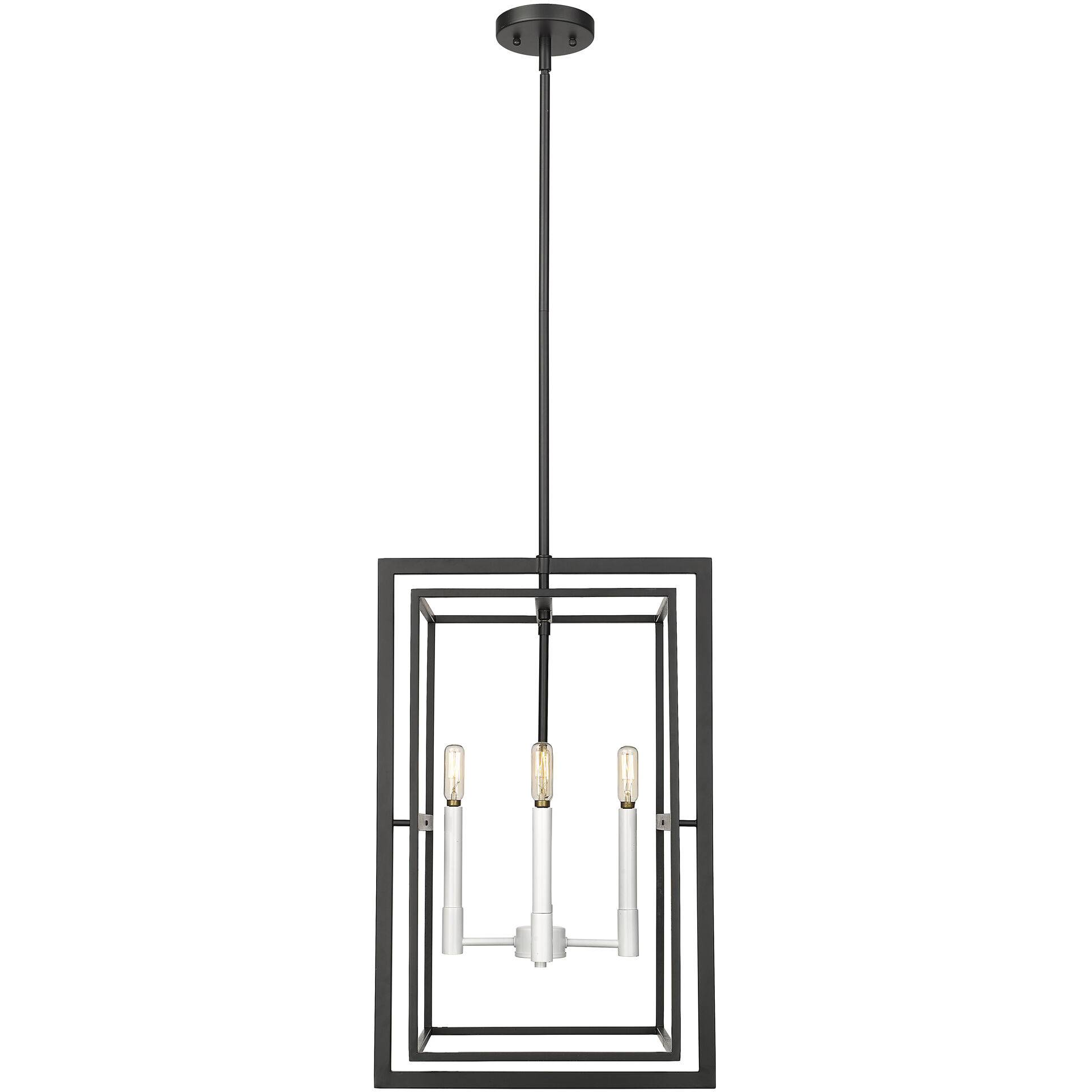 Milbank 4 Light 16 inch Black with White Candle Sleeves Pendant Ceiling Light