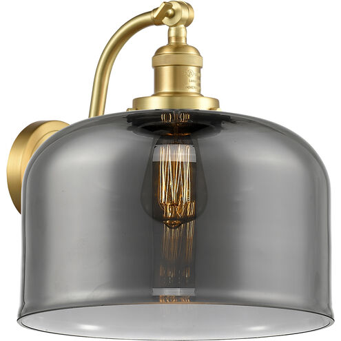 Franklin Restoration X-Large Bell LED 12 inch Satin Gold Sconce Wall Light in Plated Smoke Glass, Franklin Restoration