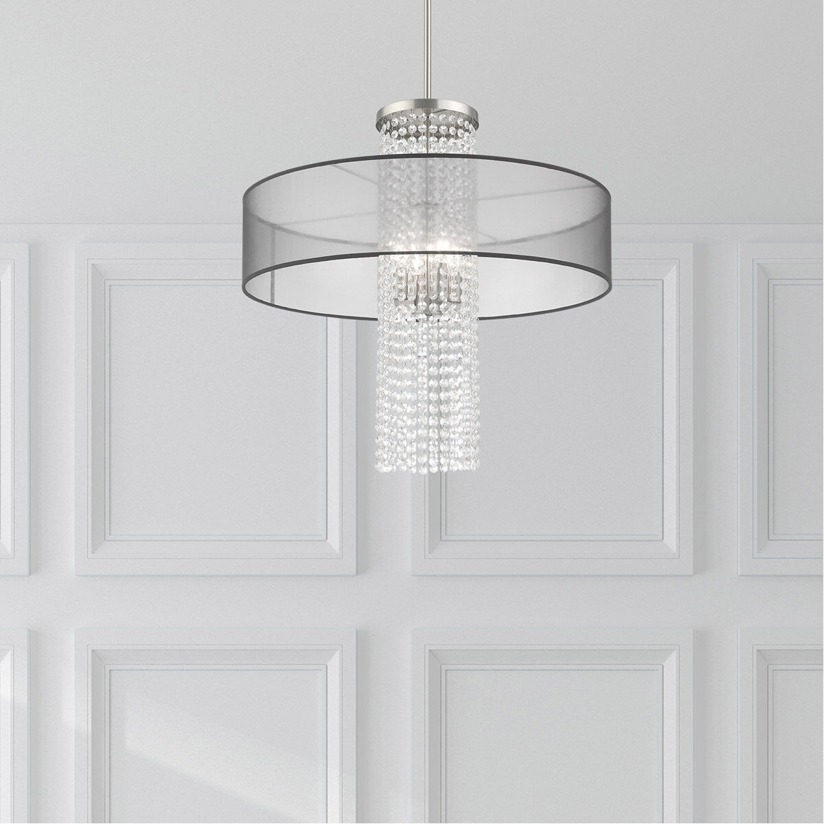 Bella Vista 4 Light 24 inch Brushed Nickel Pendant Chandelier Ceiling Light