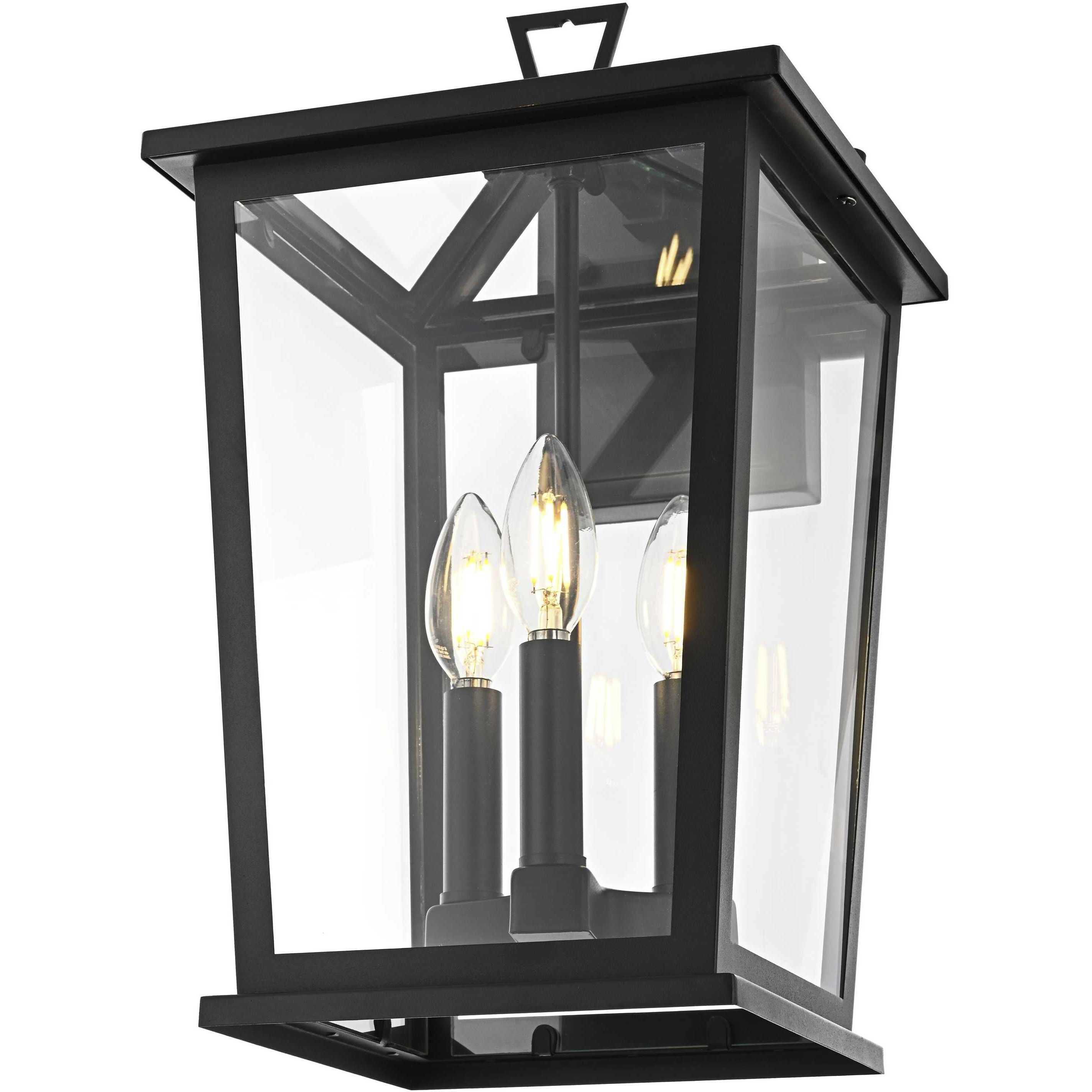 Cayman 3 Light 16 inch Black Outdoor Wall Sconce