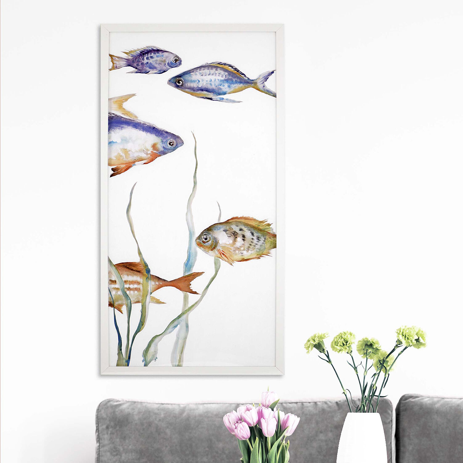 Tropical Paradise Multi and Blue and Orange and White Framed Art, The Studio