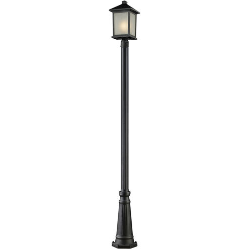 Holbrook 1 Light 112.25 inch Black Outdoor Post Mounted Fixture in White Seedy Glass