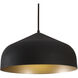 Helena 1 Light 16.88 inch Black/Gold Pendant Ceiling Light in Black and Gold