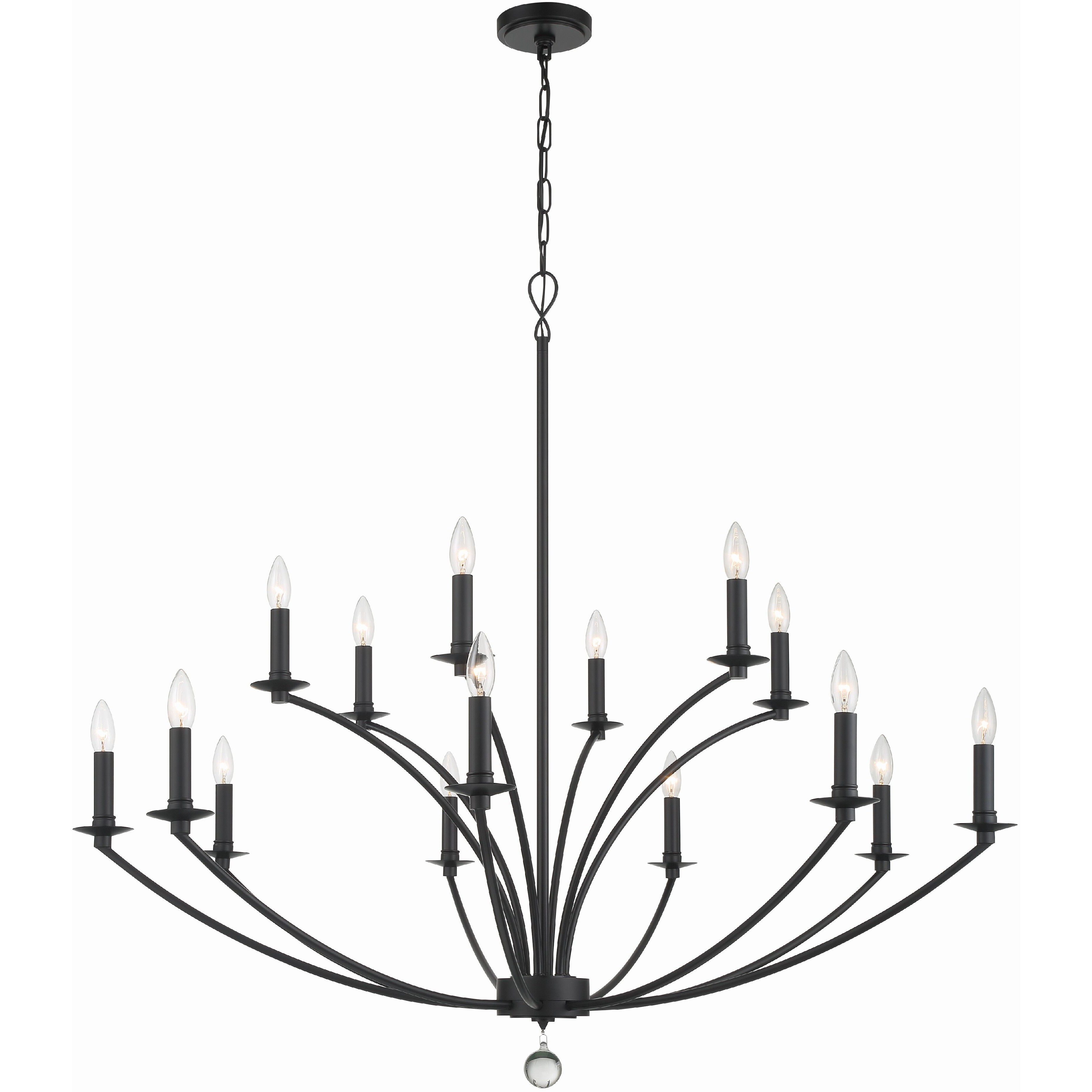 Mila 15 Light 48 inch Black Chandelier Ceiling Light
