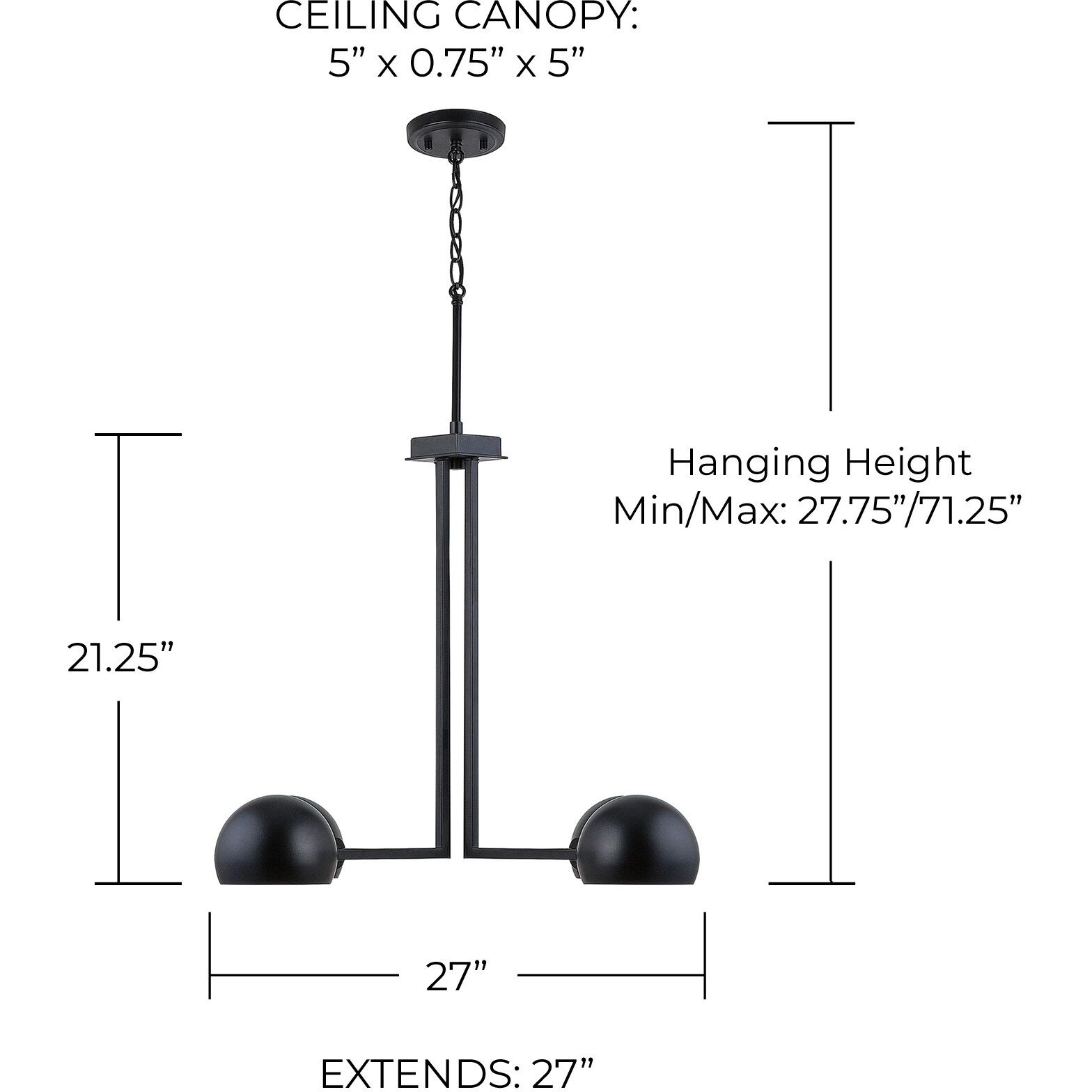 Hadley 4 Light 27 inch Matte Black Chandelier Ceiling Light