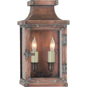Chapman & Myers Bedford 2 Light 12 inch Natural Copper Outdoor Wall Lantern, Small