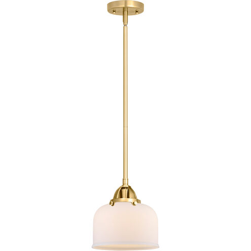 Nouveau 2 Large Bell 1 Light 8 inch Satin Gold Mini Pendant Ceiling Light in Matte White Glass