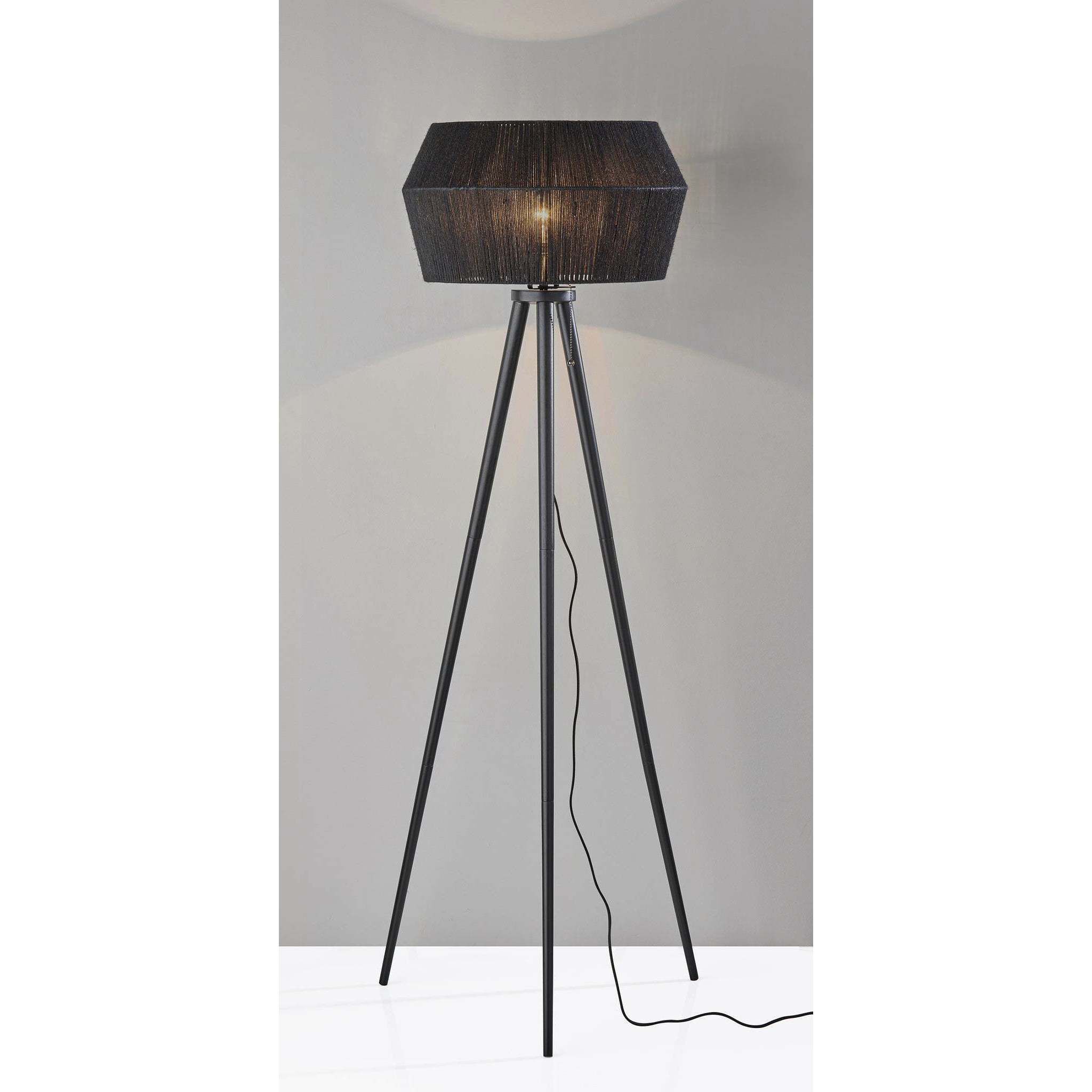 Montana 61 inch 150.00 watt Black Wood Floor Lamp Portable Light