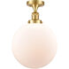 Franklin Restoration XX-Large Beacon LED 12 inch Brushed Brass Semi-Flush Mount Ceiling Light in Matte White Glass, Franklin Restoration