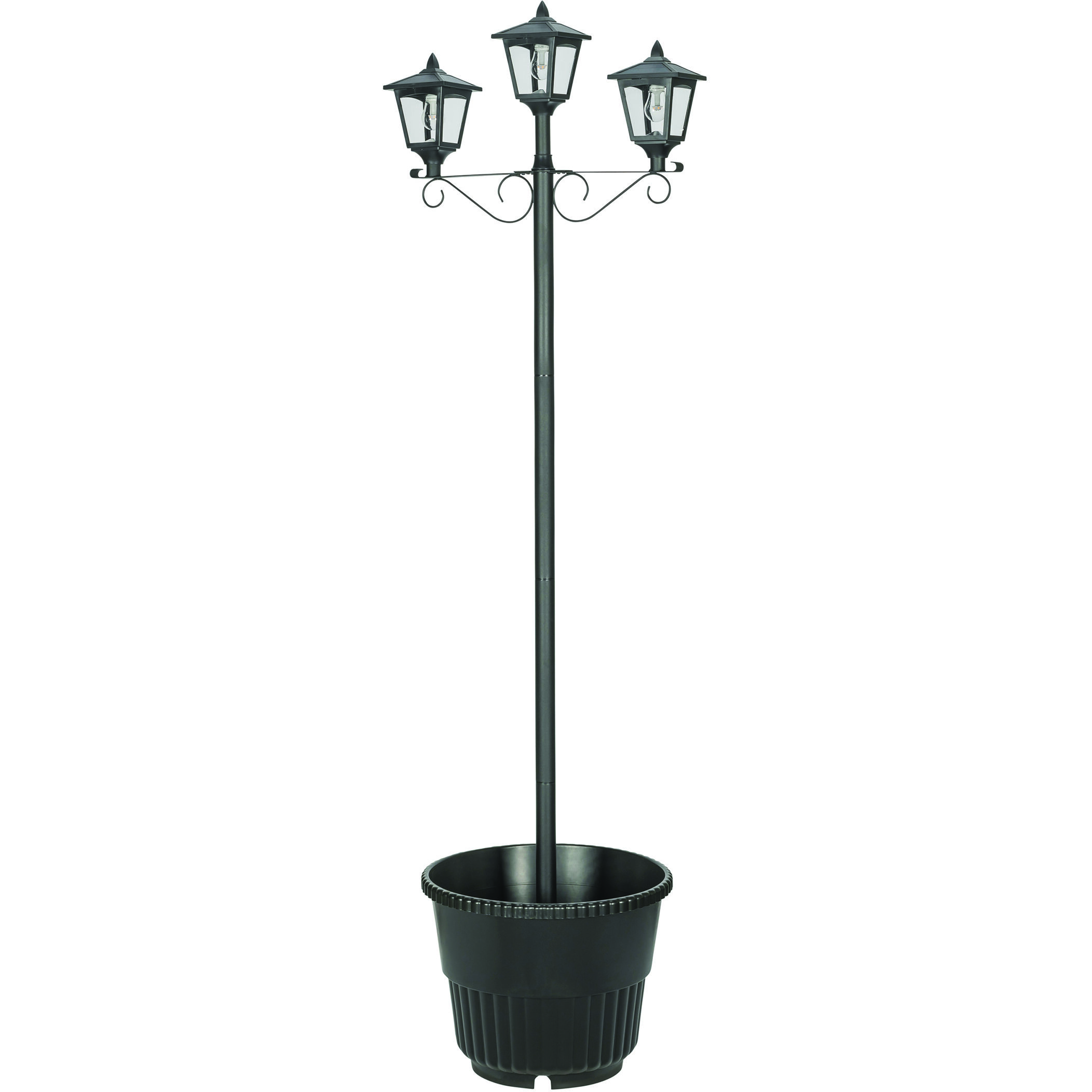 Triple Head 3 Light 78.5 inch Black Post Light, Solar