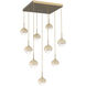 Cabochon LED Gilded Brass with Travertine Stone Pendant Chandelier Ceiling Light in 2700K LED, Opal White