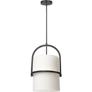 Paddington 1 Light 11.5 inch Matte Black with White Pendant Ceiling Light