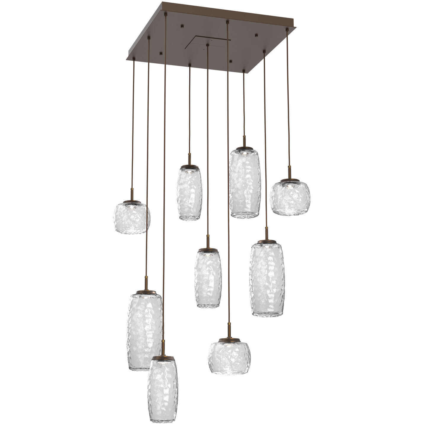 Vessel LED Flat Bronze Multi-Pendant Ceiling Light in 3000K LED, Clear