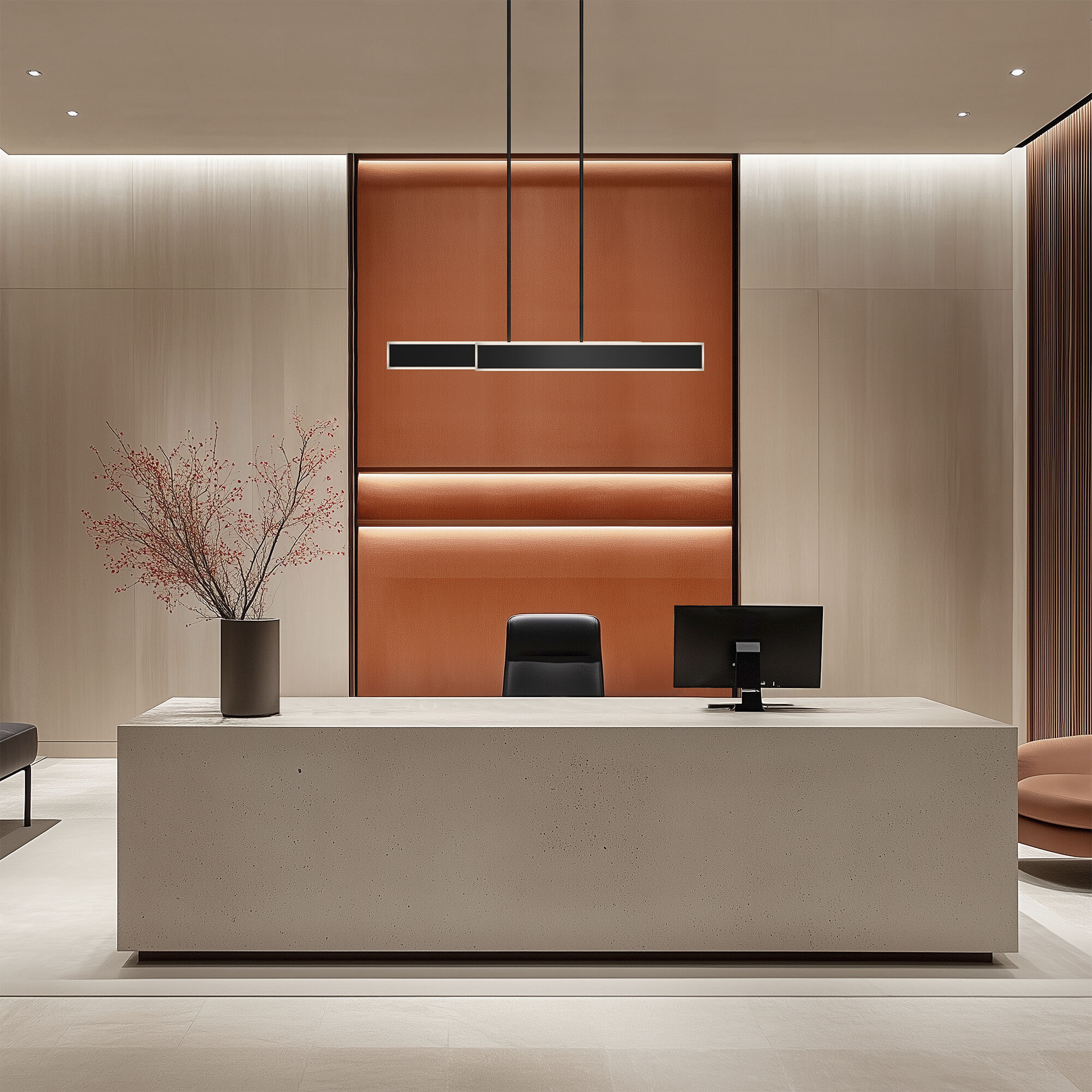 Bastone Linear Pendant Ceiling Light in 2700K, Brushed Nickel, dweLED