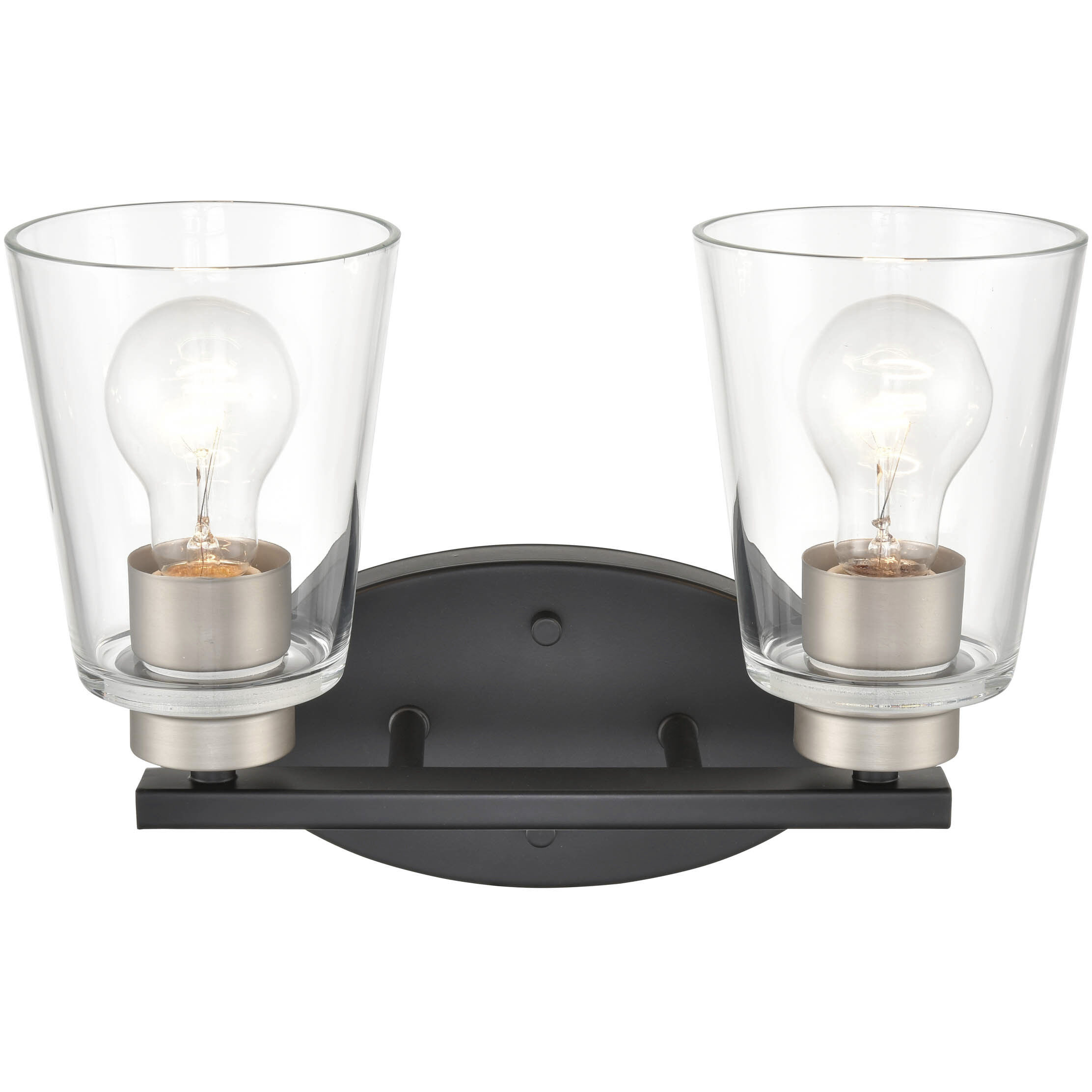 None 2 Light 16 inch Matte Black/Satin Nickel Bathroom Vanity Light Wall Light