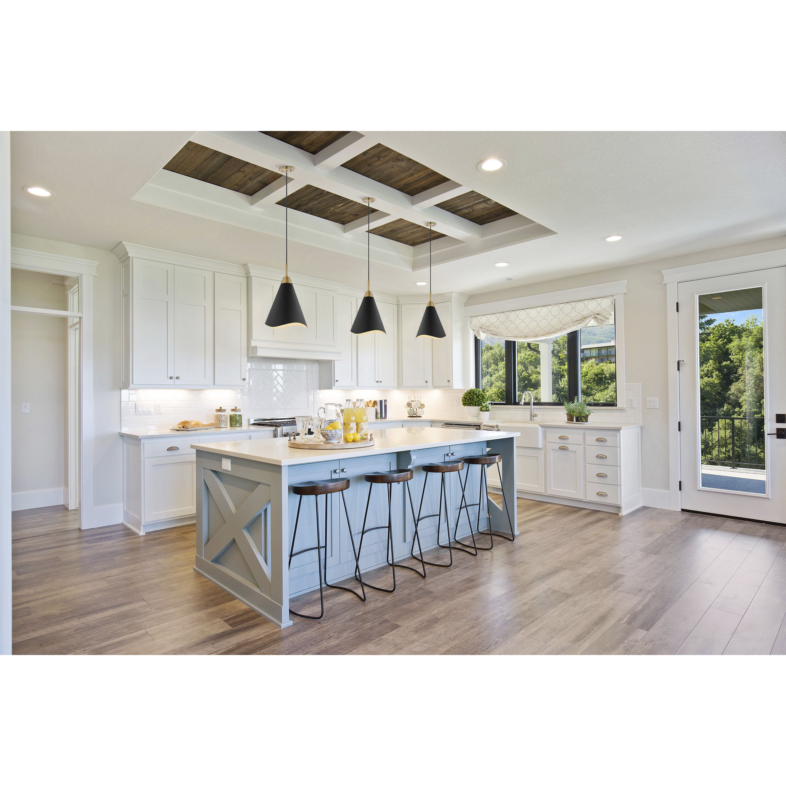 Tango 1 Light 12 inch Matte Black/Burnished Brass Pendant Ceiling Light