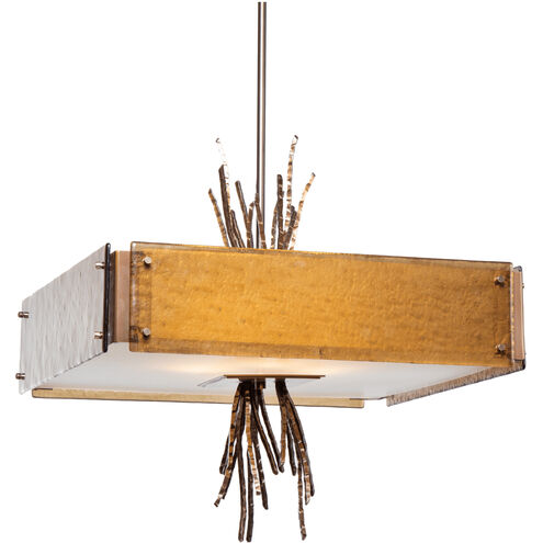 Ironwood 4 Light 24 inch Gilded Brass Chandelier Ceiling Light in Smoke Granite, Square